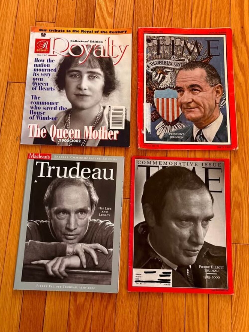 4 Commemorative Magazines Bundle: Queen Mother, LBJ 1963, Pierre Trudeau